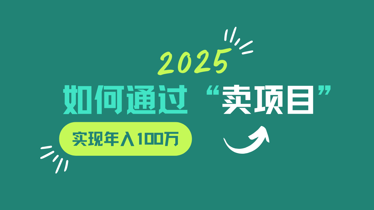 2025年如何通过“卖项目”实现年入100w-轻金阁