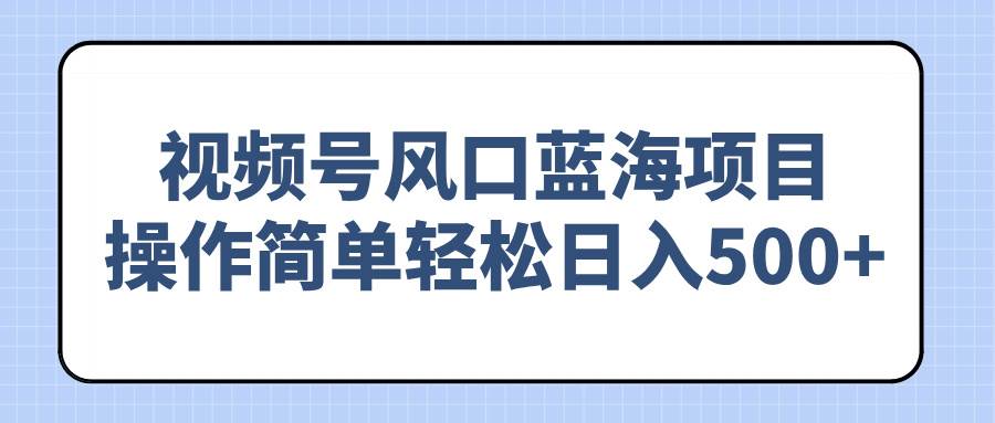 （14276期）视频号风口蓝海项目，操作简单轻松日入500+-轻金阁