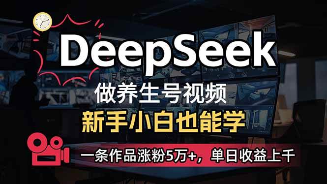 （14270期）小白用DeepSeek做养生号，一条作品涨粉5万+，单日收益上千-轻金阁