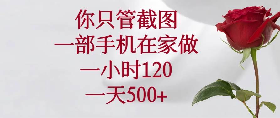 （14248期）你只管截图，一部手机在家做，一小时120，一天500+-轻金阁