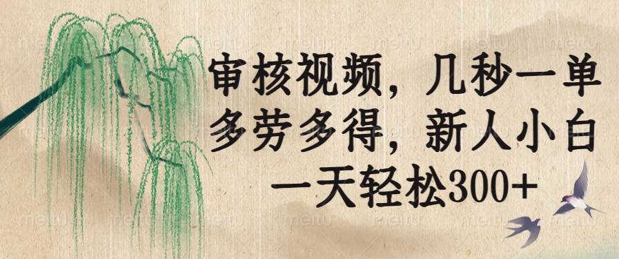 （14202期）审核视频，几秒一单，多劳多得，新人小白一天轻松300+-轻金阁