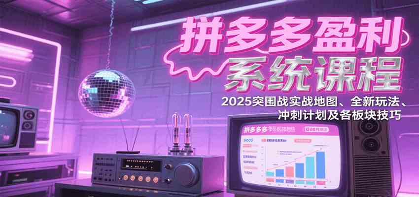 拼多多盈利系统课程：2025突围战实战地图、全新玩法、冲刺计划及各板块技巧-轻金阁