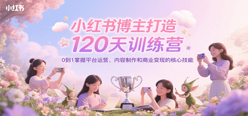 小红书博主打造120天训练营，0到1掌握平台运营、内容制作和商业变现-轻金阁