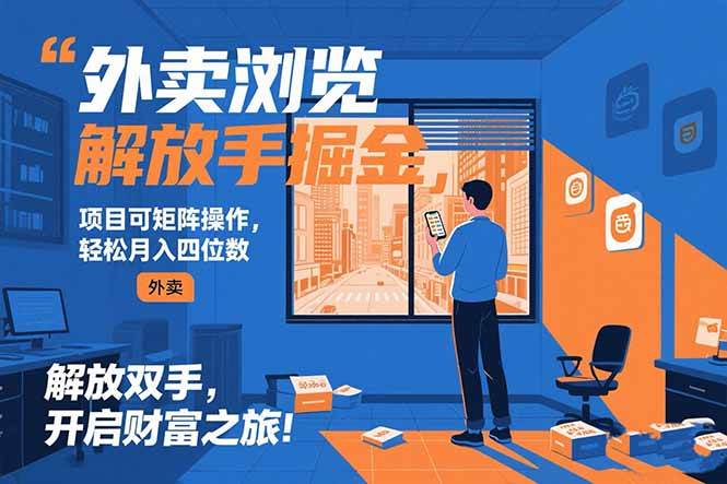 （15440期）外卖浏览掘金项目 可矩阵操作 轻松日入500+-轻金阁