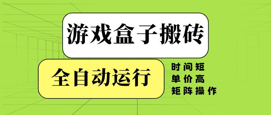 （14141期）游戏盒子全自动搬砖，时间短、单价高，矩阵操作-轻金阁