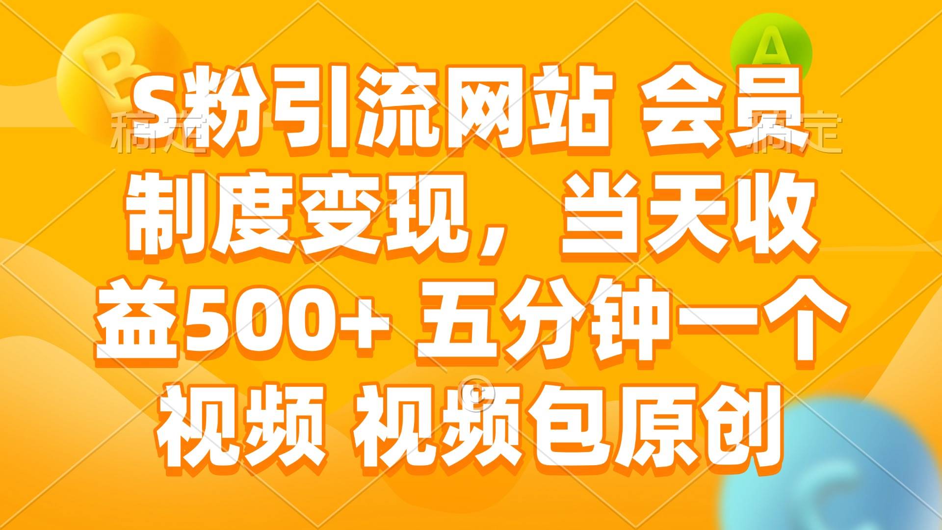 （14129期）S粉引流网站 会员制度变现，当天收益500+ 五分钟一个视频 视频包原创-轻金阁