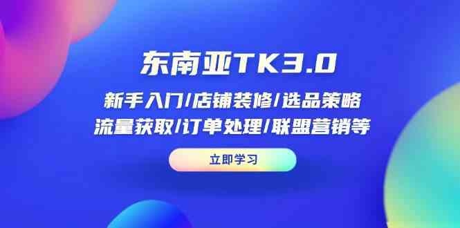 东南亚TK3.0：新手入门/店铺装修/选品策略/流量获取/订单处理/联盟营销等-轻金阁