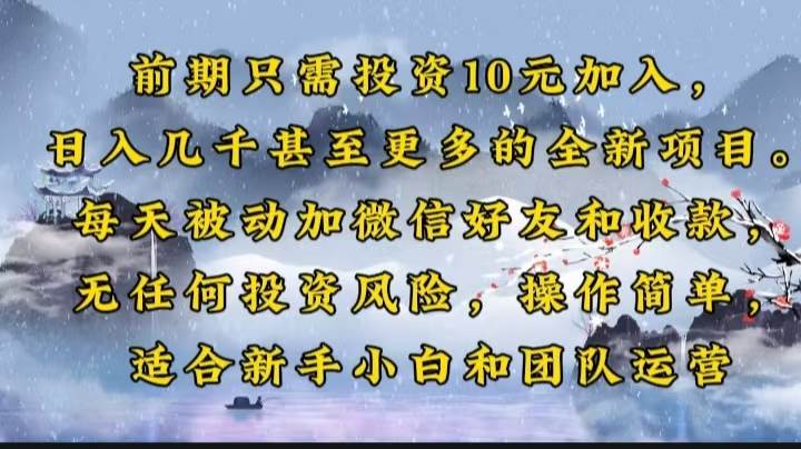 （14047期）前期只需投资10元加入，日入几千甚至更多的全新项目。每天被动加微信好…-轻金阁