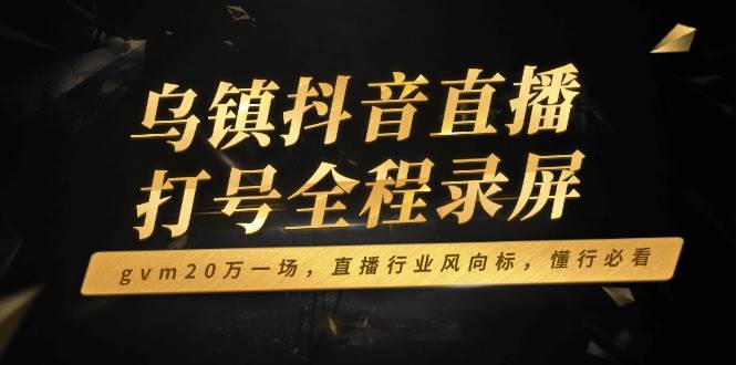 （14014期）乌镇抖音直播打号全程录屏，gvm20万一场，直播行业风向标，懂行必看-轻金阁