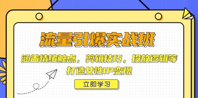 （14008期）流量引爆实战班，涵盖情绪触点，剪辑技巧，投放逻辑等，打造女性IP变现-轻金阁