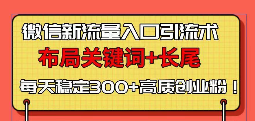 （13897期）微信新流量入口引流术，布局关键词+长尾，每天稳定300+高质创业粉！-轻金阁