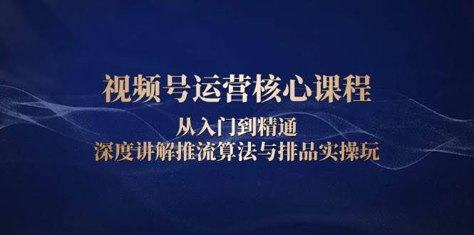 （13863期）视频号运营核心课程，从入门到精通，深度讲解推流算法与排品实操玩-轻金阁