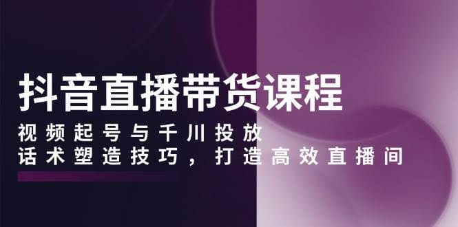 （13848期）抖音直播带货课程，视频起号与千川投放，话术塑造技巧，打造高效直播间-轻金阁