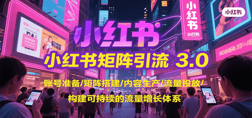 小红书矩阵引流3.0，账号准备/矩阵搭建/内容生产/流量投放/构建可持续的流量增长体系-轻金阁
