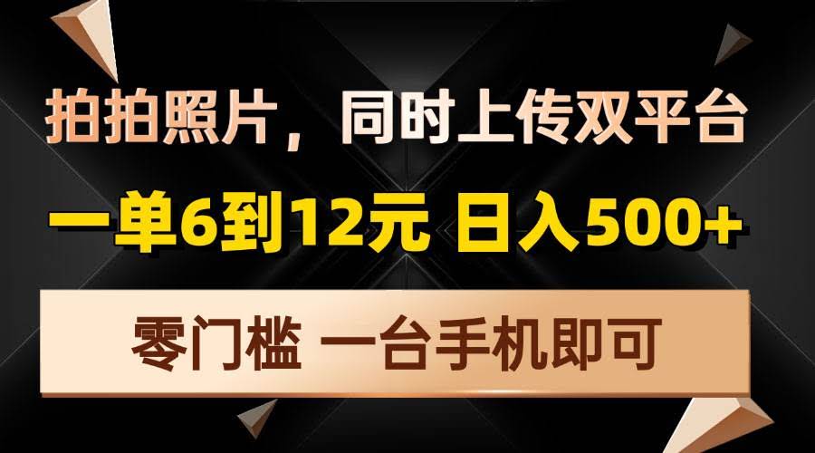 （13783期）拍拍照片，同时上传双平台，一单6到12元，轻轻松松日入500+，零门槛，…-轻金阁