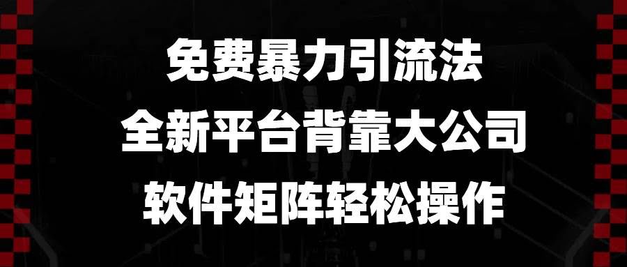 （13745期）免费暴力引流法，全新平台，背靠大公司，软件矩阵轻松操作-轻金阁
