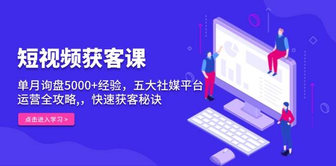 （13715期）短视频获客课，单月询盘5000+经验，五大社媒平台运营全攻略,，快速获客…-轻金阁