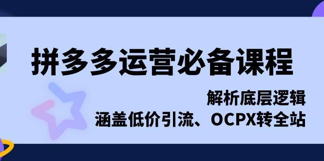 （13700期）拼多多运营必备课程，解析底层逻辑，涵盖低价引流、OCPX转全站-轻金阁