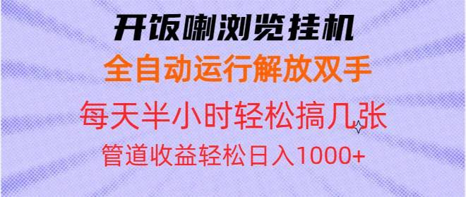 （13655期）开饭喇浏览挂机全自动运行解放双手每天半小时轻松搞几张管道收益日入1000+-轻金阁