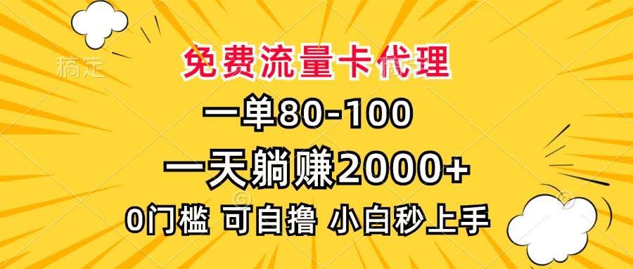 （13551期）一单80，免费流量卡代理，一天躺赚2000+，0门槛，小白也能轻松上手-轻金阁