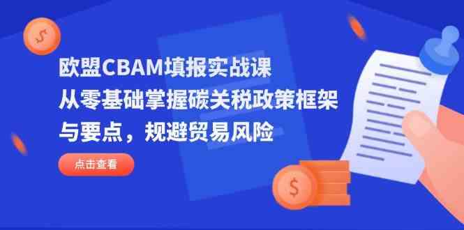 欧盟CBAM填报实战课，从零基础掌握碳关税政策框架与要点，规避贸易风险-轻金阁