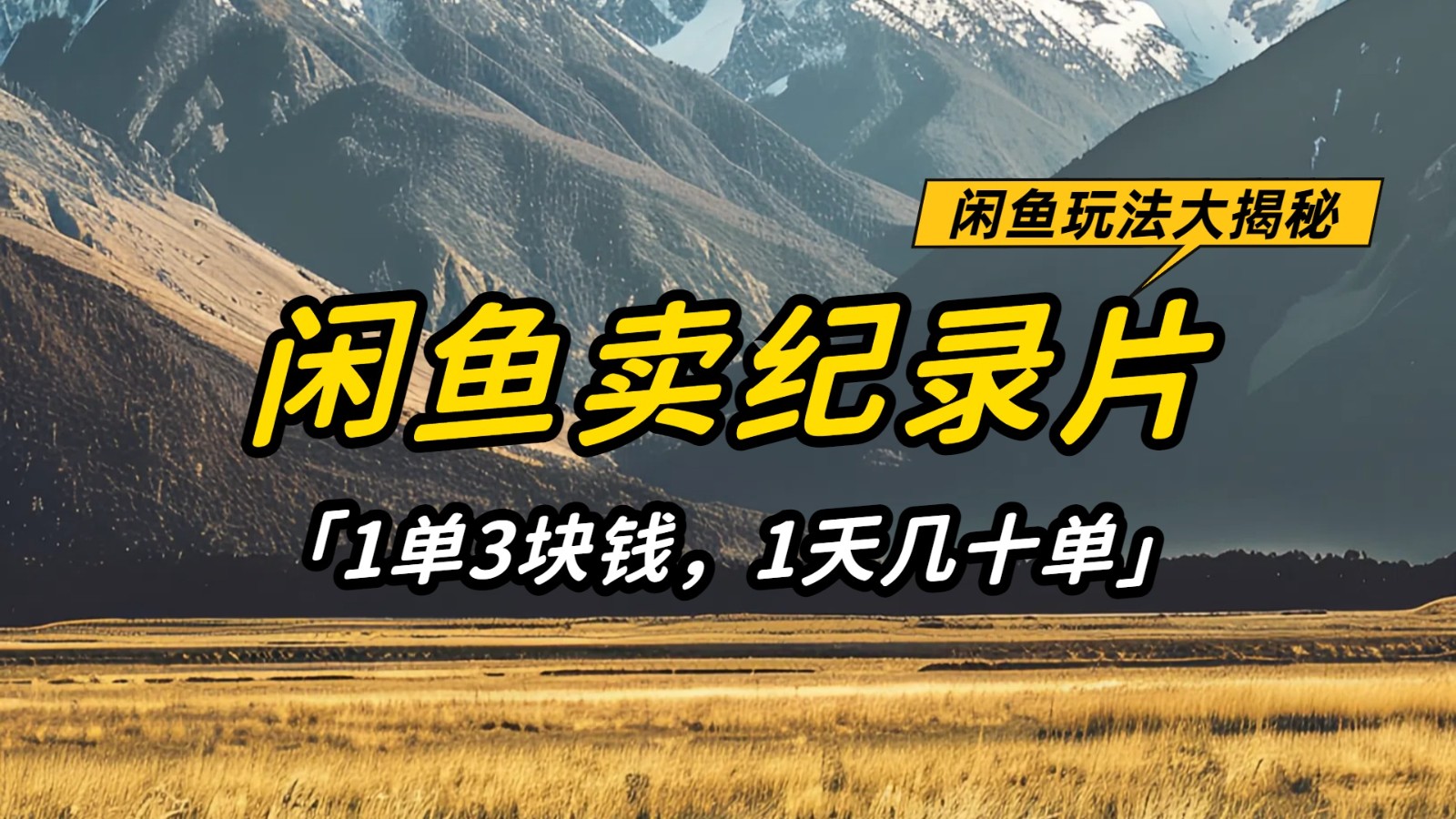 闲鱼卖纪录片，简单又赚钱的小项目，1单3块钱  1天几十单-轻金阁