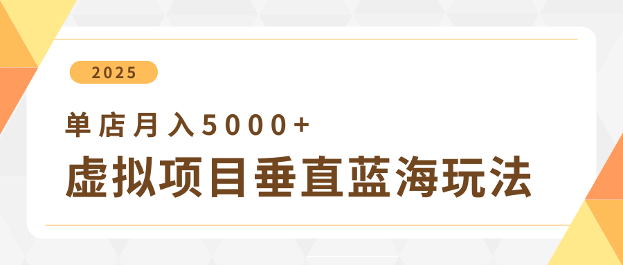 4月虚拟项目垂直玩法，冷门爆品+垂直蓝海，单店月入5000+-轻金阁