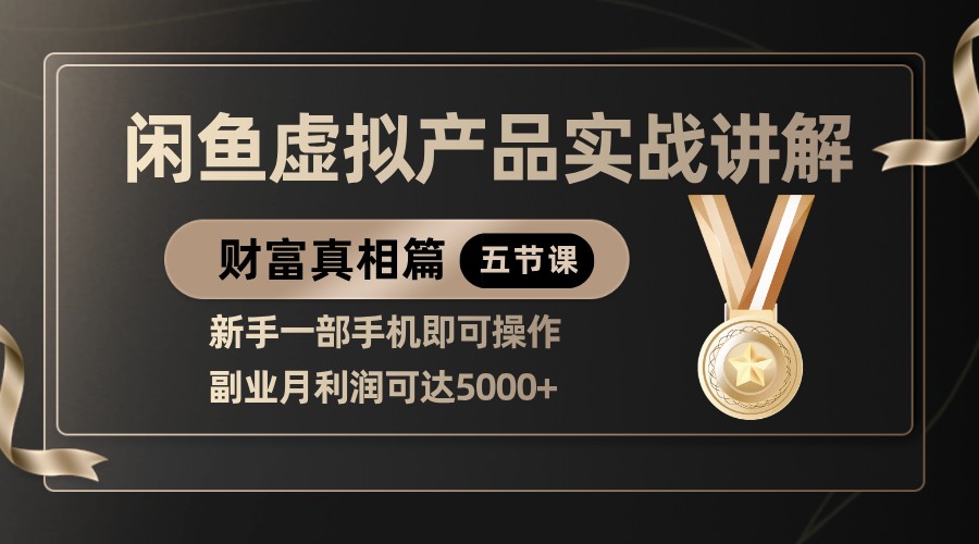 精品闲鱼虚拟产品实战讲解，新手一部手机即可操作，副业月利润可达5000+-轻金阁