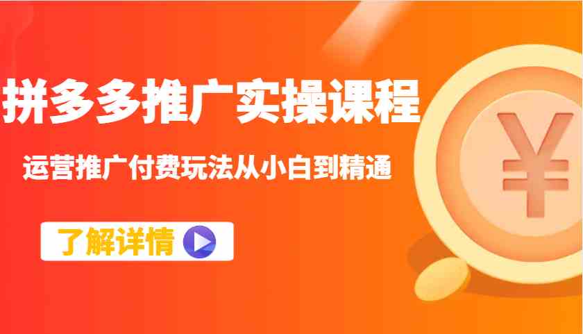 拼多多推广实操课程：运营推广付费玩法从小白到精通-轻金阁