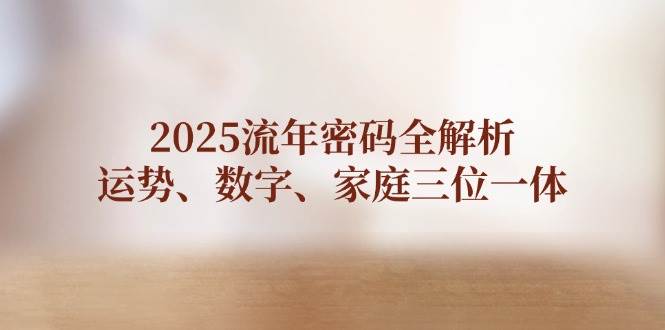 2025流年密码全解析，运势、数字、家庭三位一体-轻金阁