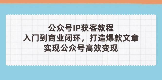 公众号IP获客教程(第3期)，从入门到商业闭环，打造爆款文章，实现公众号高效变现-轻金阁