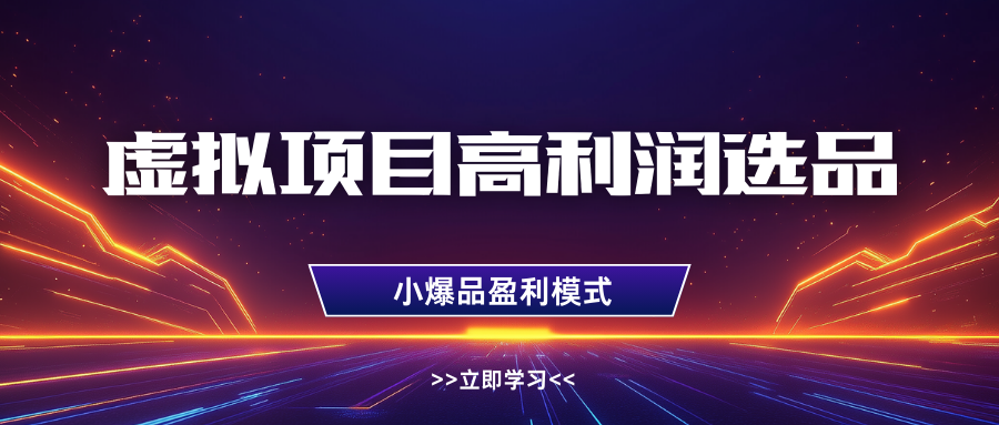 虚拟项目高利润选品方法，单店利润1W+，可多店倍增利润-轻金阁