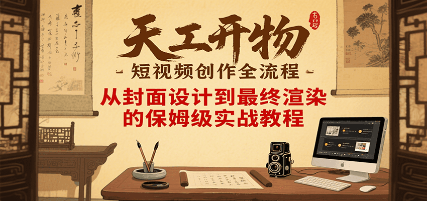 天工开物短视频创作全流程，从封面设计到最终渲染的保姆级实战教程-轻金阁
