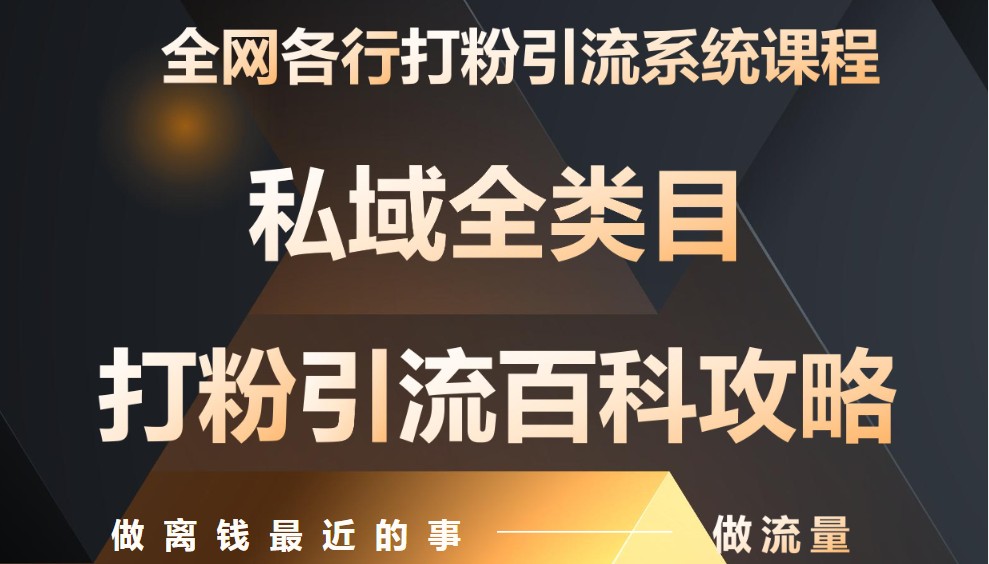 月入9万：全网唯一私域打粉引流神课，零基础手把手带你引流变现-轻金阁