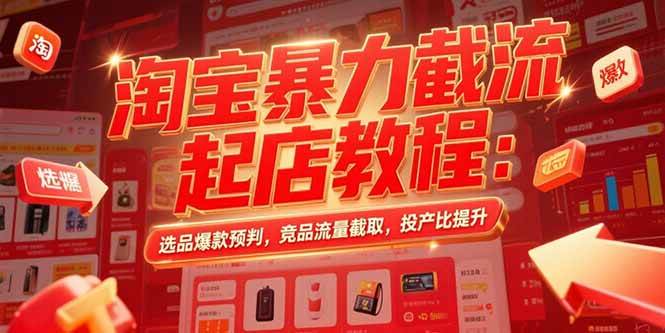 （15468期）淘宝暴力截流起店教程：选品爆款预判，竞品流量截取，投产比提升-轻金阁