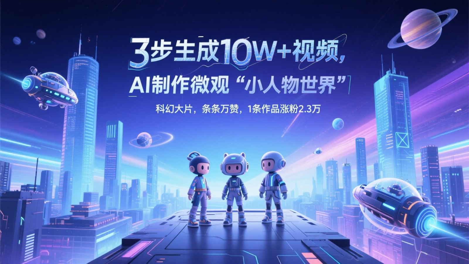 三步生成10W+视频，AI制作微观“小人物世界”科幻大片，条条万赞，1条作品涨粉2.3万-轻金阁