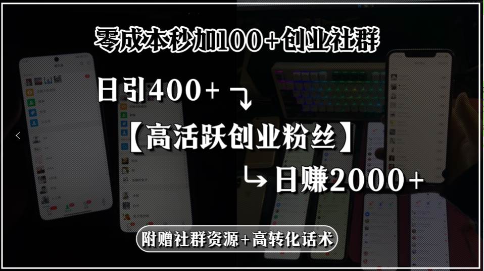 （15456期）零成本秒加100+创业社群，日引400+高活跃创业粉丝，日赚2000+，附赠社…-轻金阁