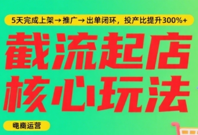 淘宝截流快速起店玩法，掌握暴力快速起店的流程，5天完成上架-推广-出单闭环-轻金阁