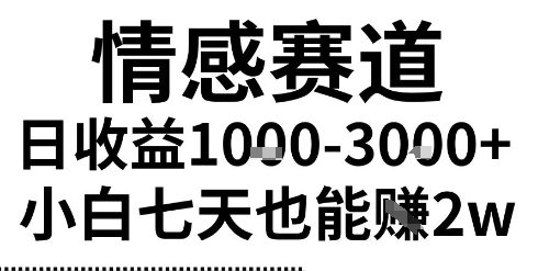 2025最新风口情感无脑暴力掘金项目，新人操作一周挣了2W，长期稳定小白可做【揭秘】-轻金阁