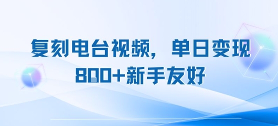 复刻电台视频，单日变现8张+新手友好，长期可做-轻金阁