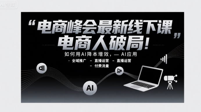 电商峰会最新线下课，电商人破局，如何用AI降本增效，AI应用-全域推广-直播运营-付费流量-轻金阁