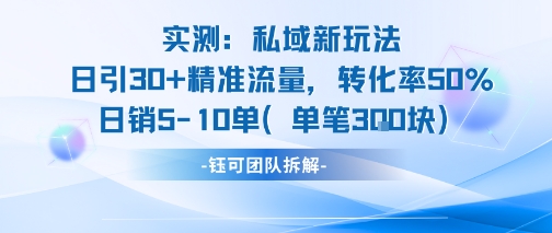 实测私域新玩法日引30加精准流量转化率50%日销5-10单每笔3张-轻金阁