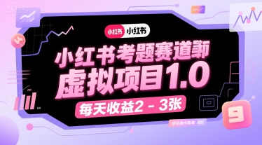 小红书考题赛道虚拟项目1.0，项目操作简单，每天收益2-3张-轻金阁