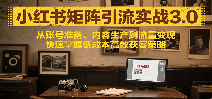 小红书矩阵引流3.0，从账号准备、内容生产到流量变现，快速掌握低成本高效获客策略-轻金阁