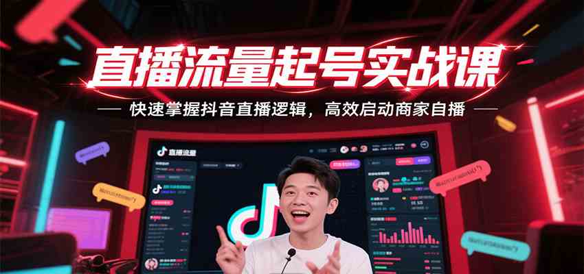 直播流量起号实战课，快速掌握抖音直播逻辑，高效启动商家自播-轻金阁
