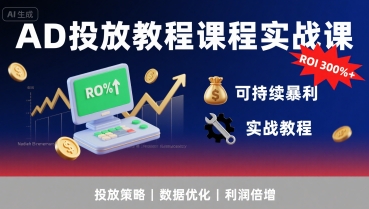 AD投放教程课程实战课，实现广告ROI300%+可持续暴利-轻金阁