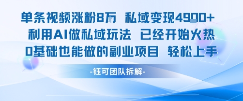 单条视频私域变现4.9k+利用AI做私域玩法 已经开始火热0基础也能做的副业项目轻松上手-轻金阁