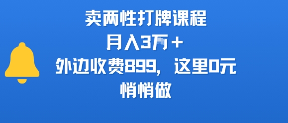 卖两性打牌课程，月入3W+外边收费899的课程，这里0元，悄悄做-轻金阁