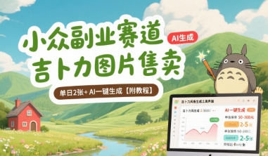 小众副业赛道 吉卜力图片售卖 单日2张+ AI一键生成【附教程】-轻金阁
