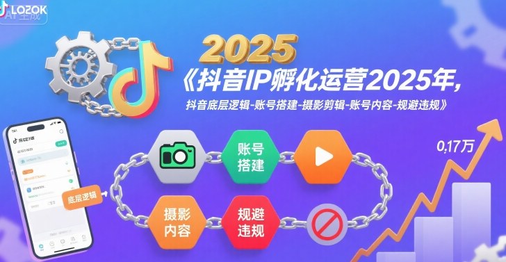 抖音IP孵化运营2025年，抖音底层逻辑-账号搭建-摄影剪辑-账号内容-规避违规-轻金阁